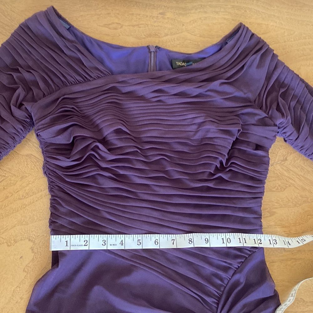 Tadashi Shoji Eggplant Purple Ruched Evening Dress Size Small - Picture 9 of 11
